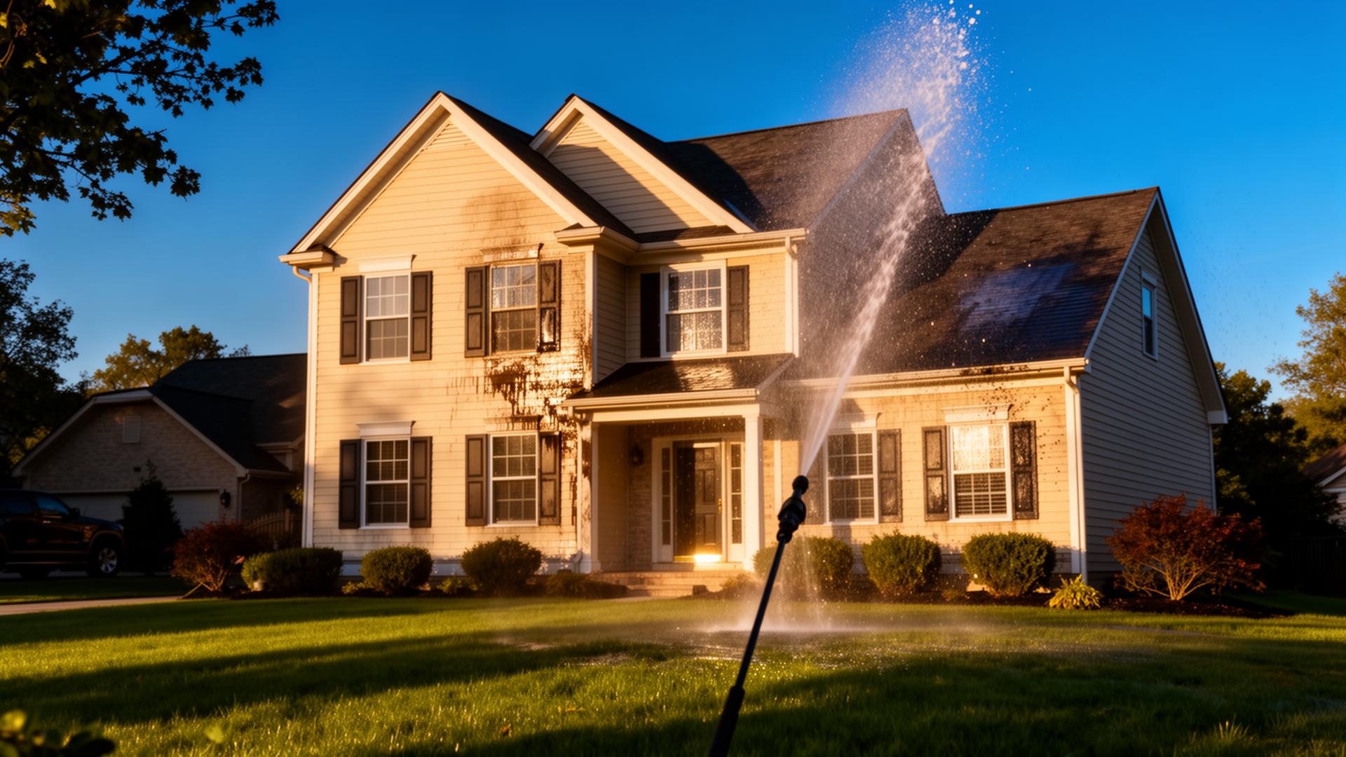 Professional pressure washing of a home exterior
